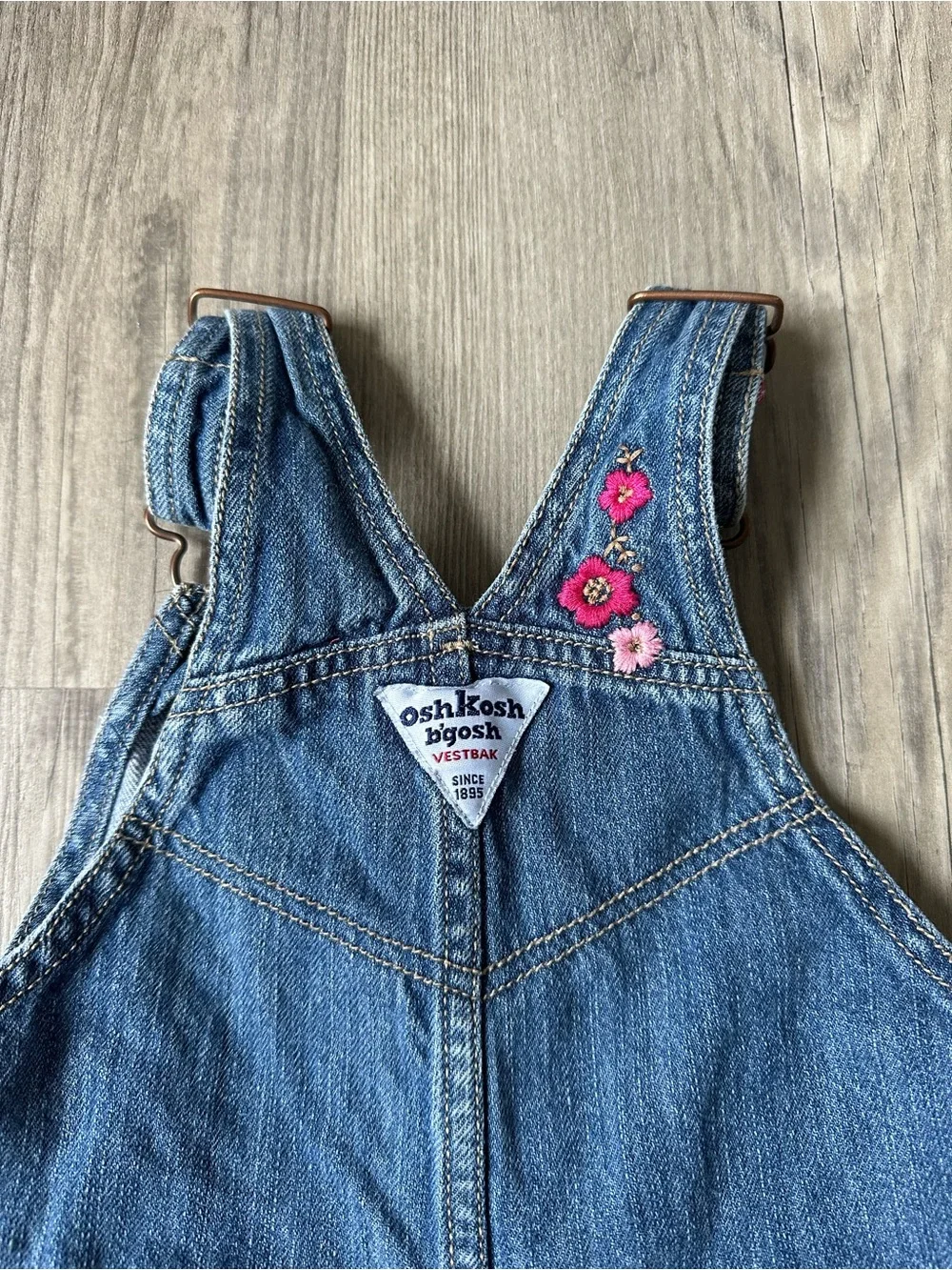 Oshkosh Denim Floral Embroidered Kids Overalls - Blue 18m